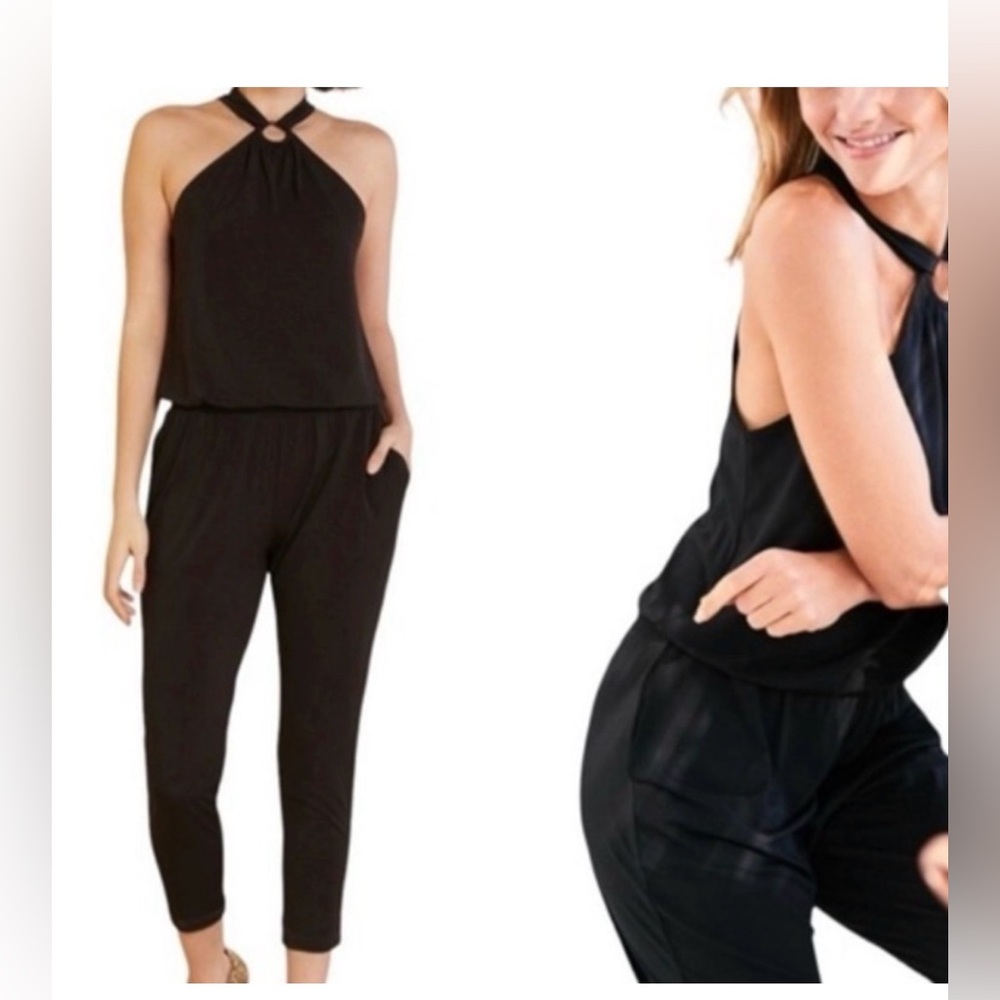 Elegant Peyton Jensen from Evereve Black Halter Jumpsuit